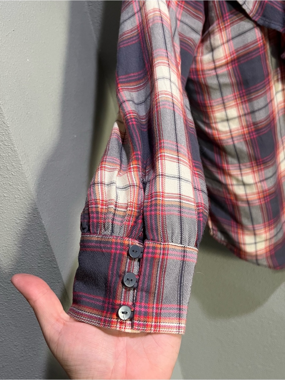 Plaid Ruffle-Front Button Shirt - Picture 6 of 6